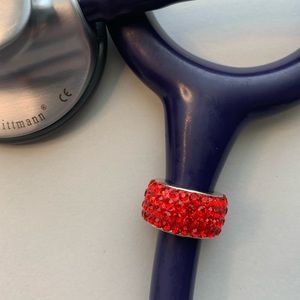 🌺 Sparkling Bedazzled Red Stethoscope Charm